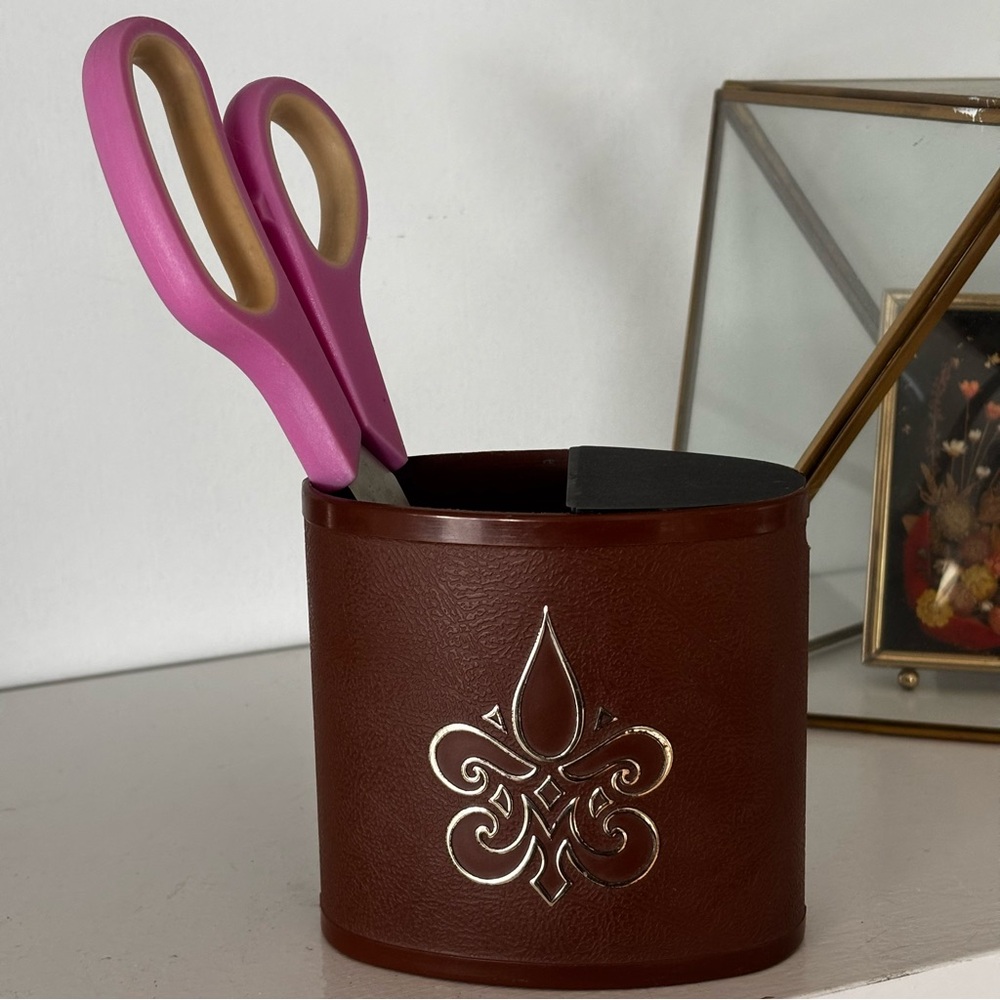 1960s Sterling Desk Caddy Pencil Holder w/ Built in Sharpener